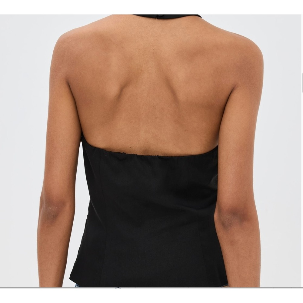 Reformation Tate Linen Halter Top Black Button Front Size 4 NWT - Picture 11 of 16
